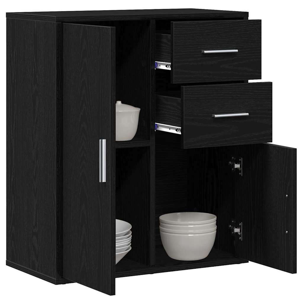 Credenza Rovere Nero 60 x 31 x 70 cm Legno multistrato