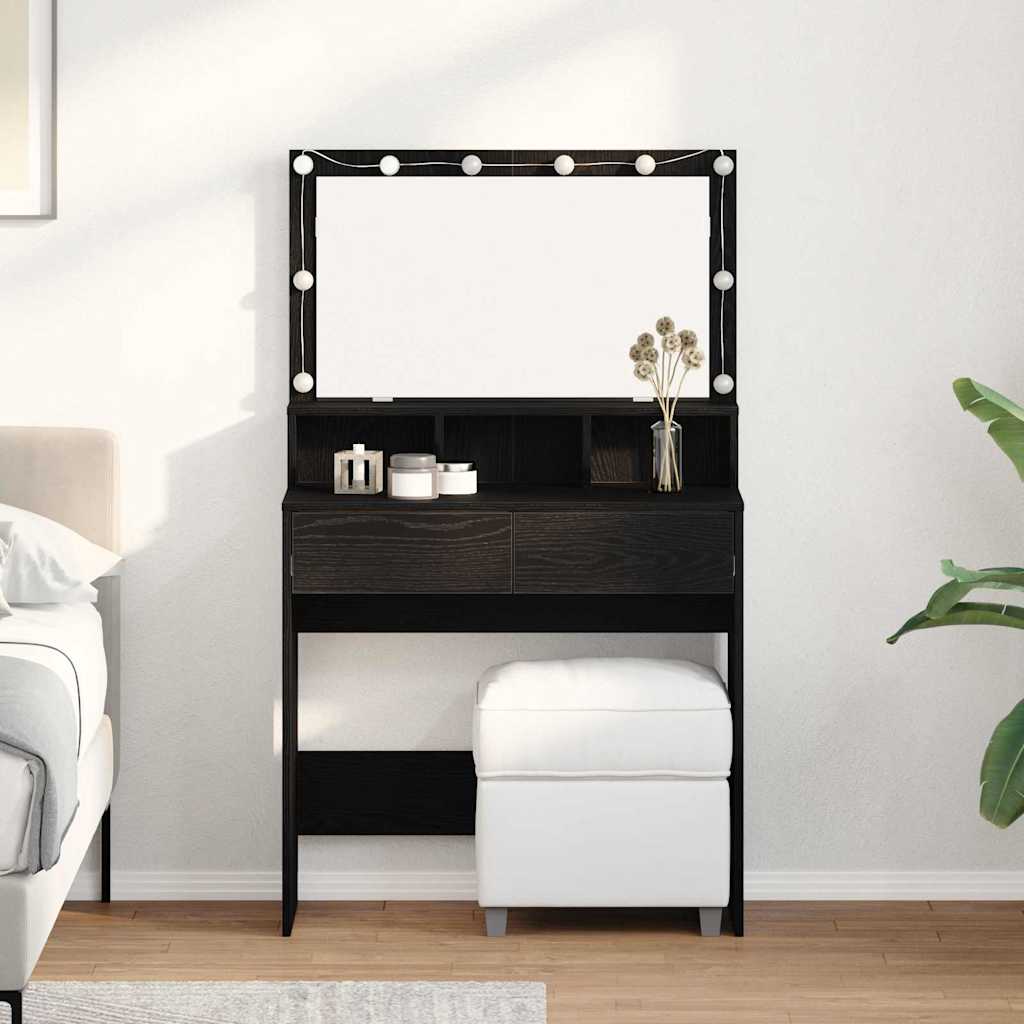 Tavolo da Trucco con cassetto Rovere Nero 80 x 41 x 134,5 cm