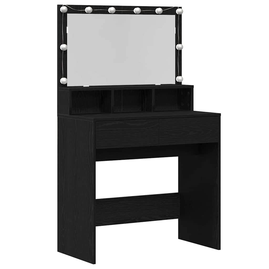 Tavolo da Trucco con cassetto Rovere Nero 80 x 41 x 134,5 cm