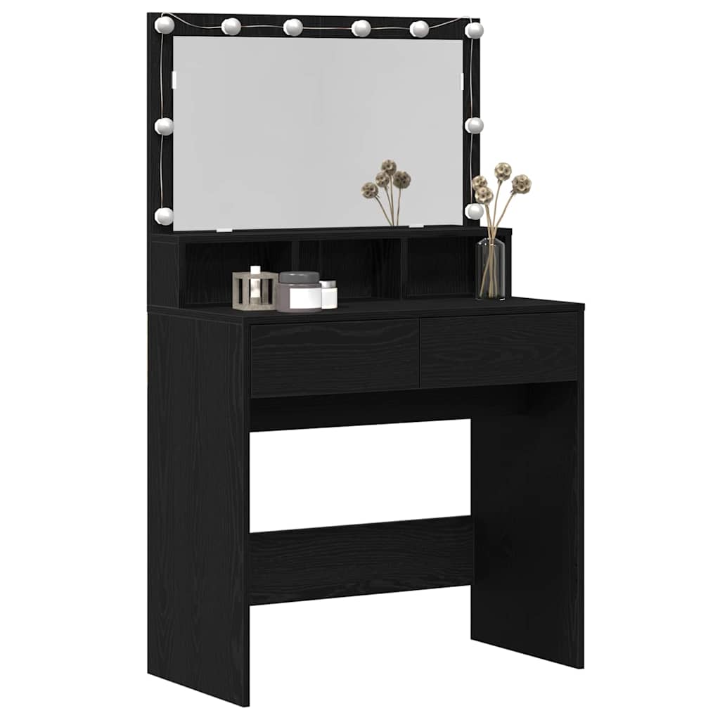 Tavolo da Trucco con cassetto Rovere Nero 80 x 41 x 134,5 cm