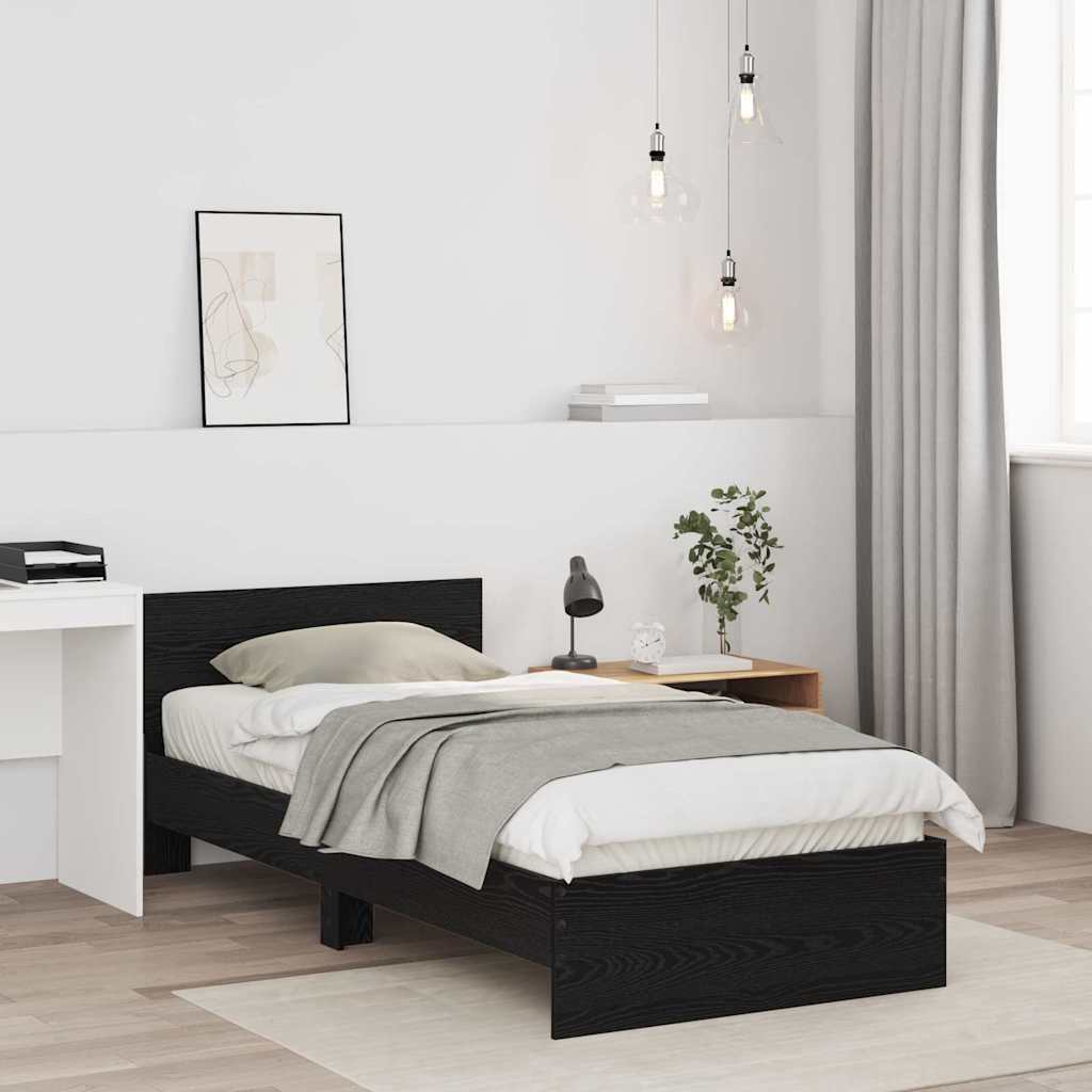 Struttura del letto Rovere Nero 90 x 200 cm Legno multistrato
