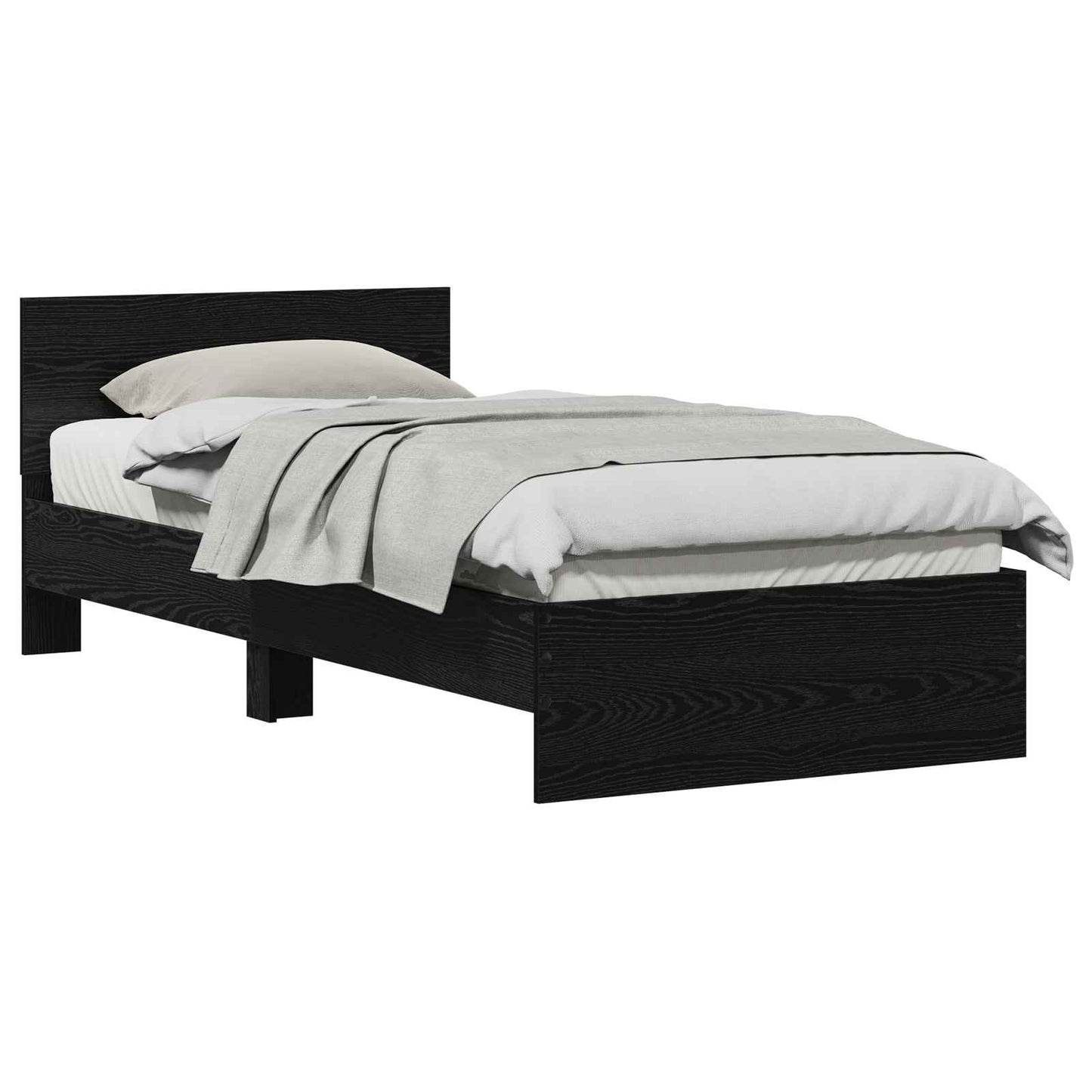 Struttura del letto Rovere Nero 90 x 190 cm Legno multistrato