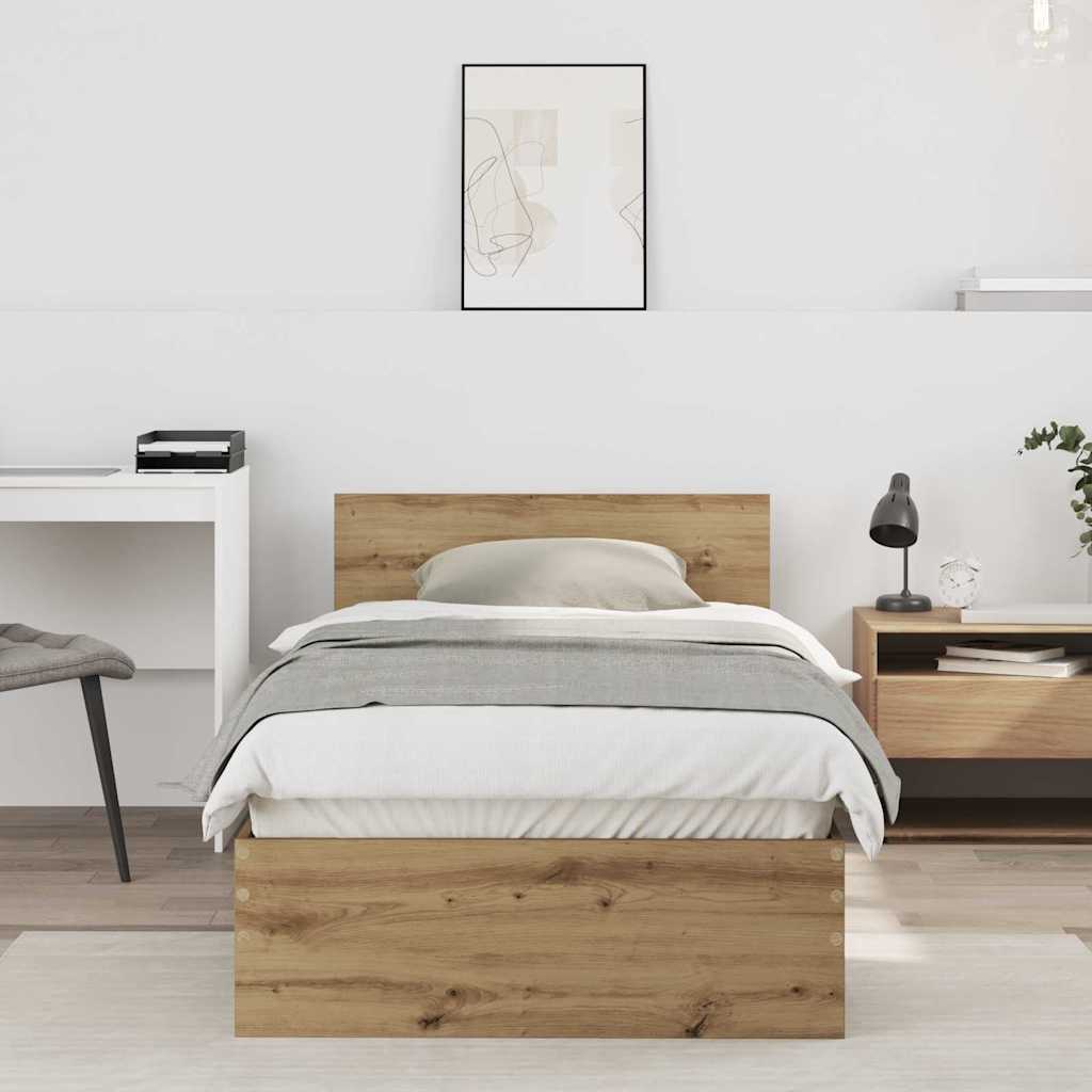 Struttura del letto con testiera Rovere artigianale 75 x 190 cm