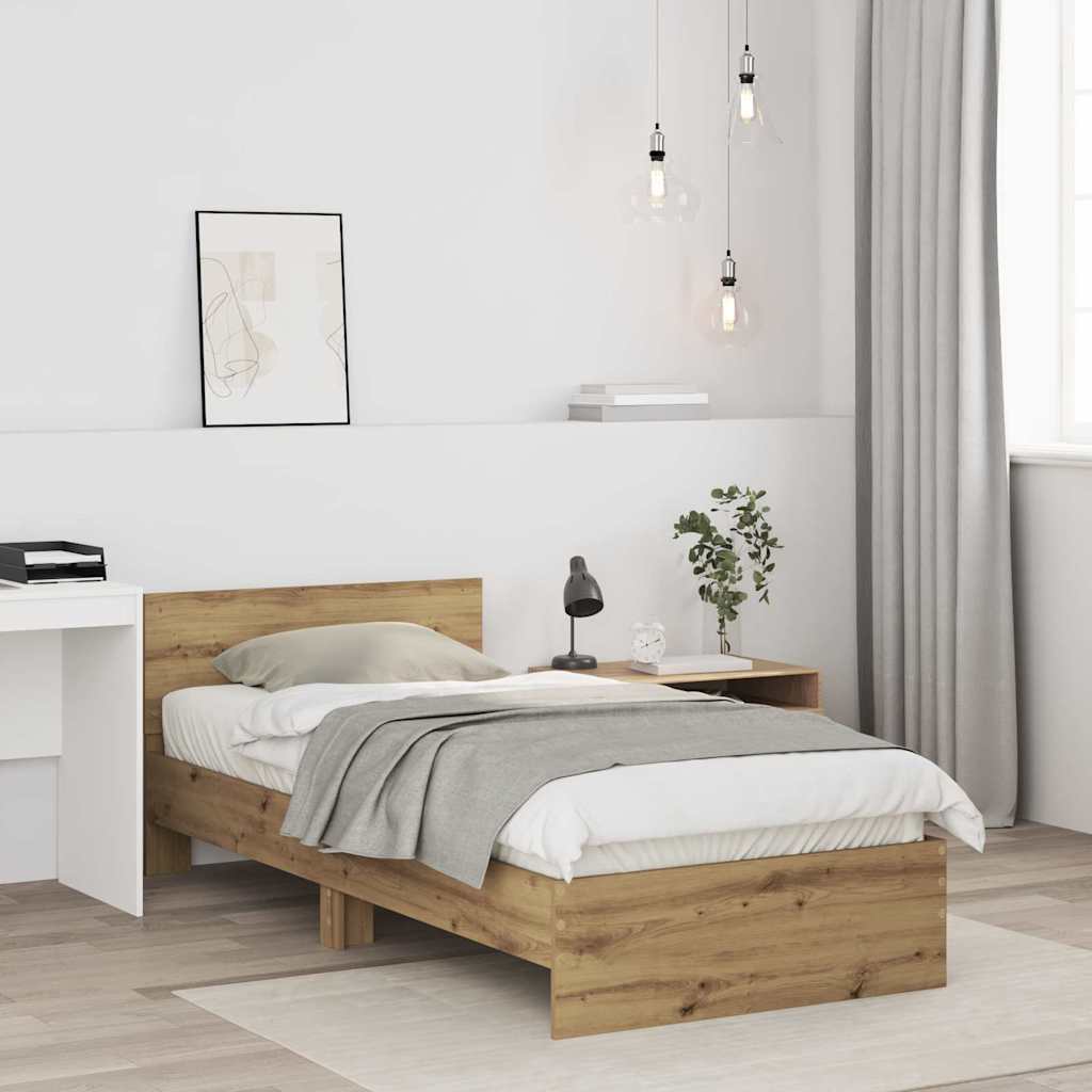 Struttura del letto con testiera Rovere artigianale 75 x 190 cm