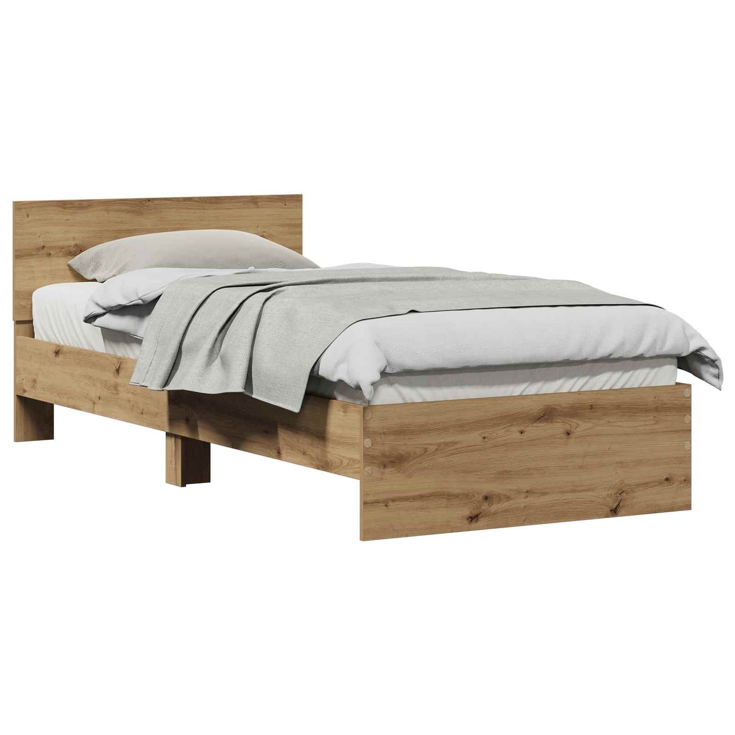 Struttura del letto con testiera Rovere artigianale 75 x 190 cm
