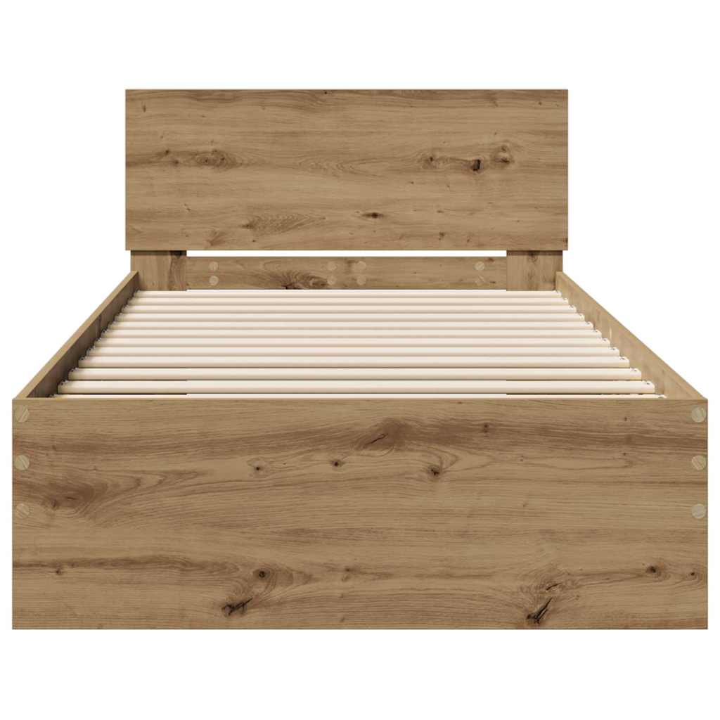 Struttura del letto con testiera Rovere artigianale 75 x 190 cm