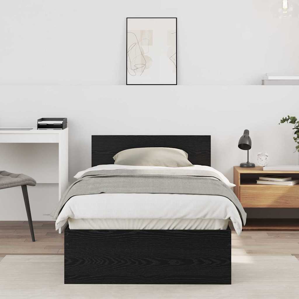 Struttura del letto Rovere Nero 75 x 190 cm Legno multistrato