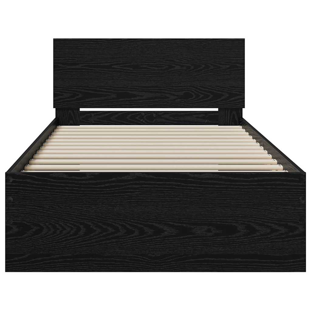 Struttura del letto Rovere Nero 75 x 190 cm Legno multistrato
