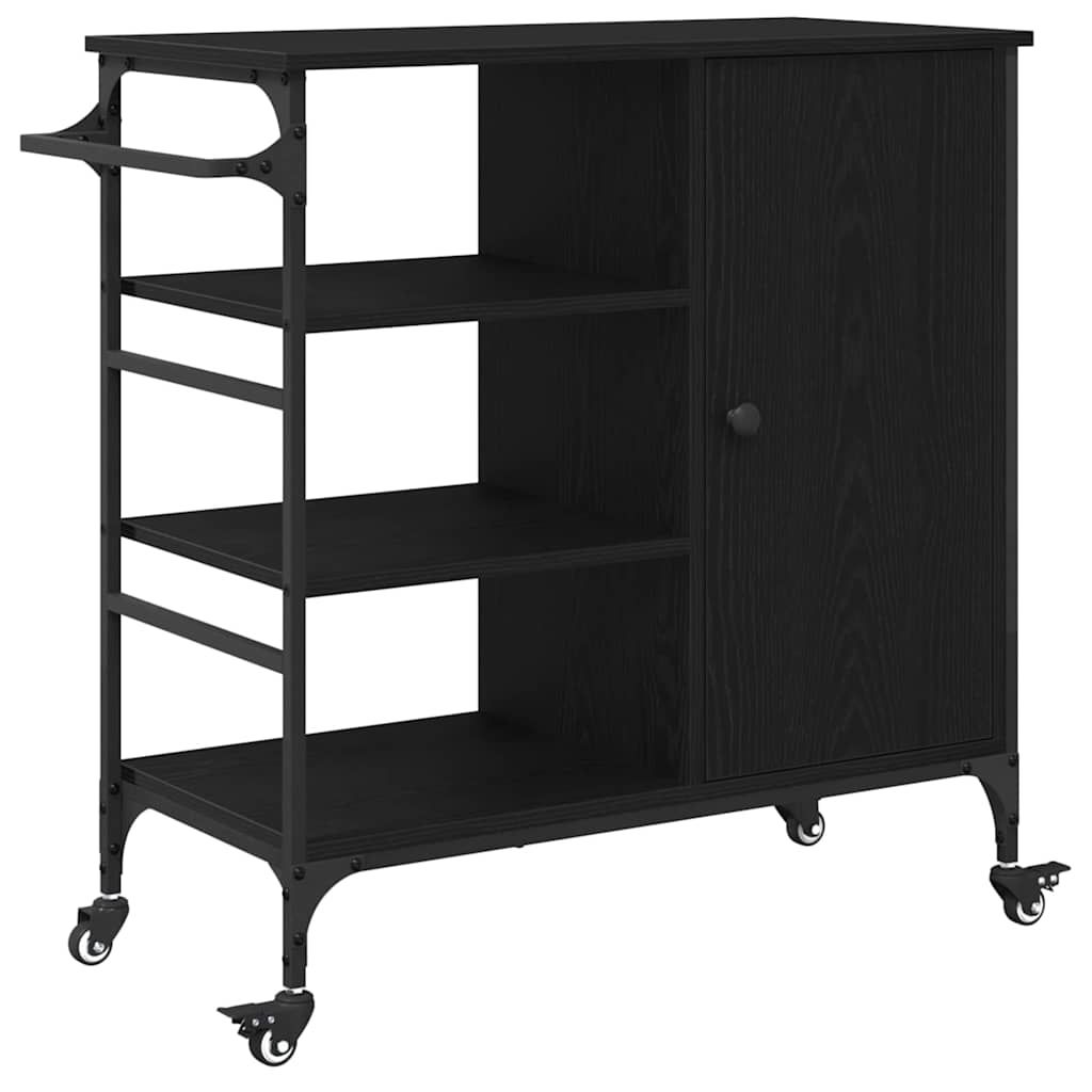Carrello da Cucina Rovere Nero 87,5 x 39 x 84,5 cm