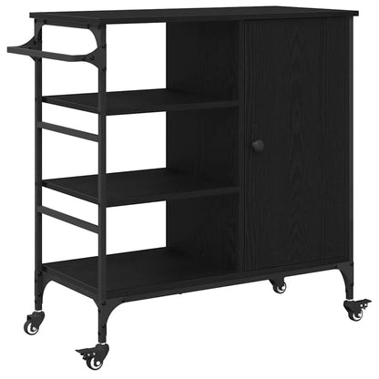 Carrello da Cucina Rovere Nero 87,5 x 39 x 84,5 cm