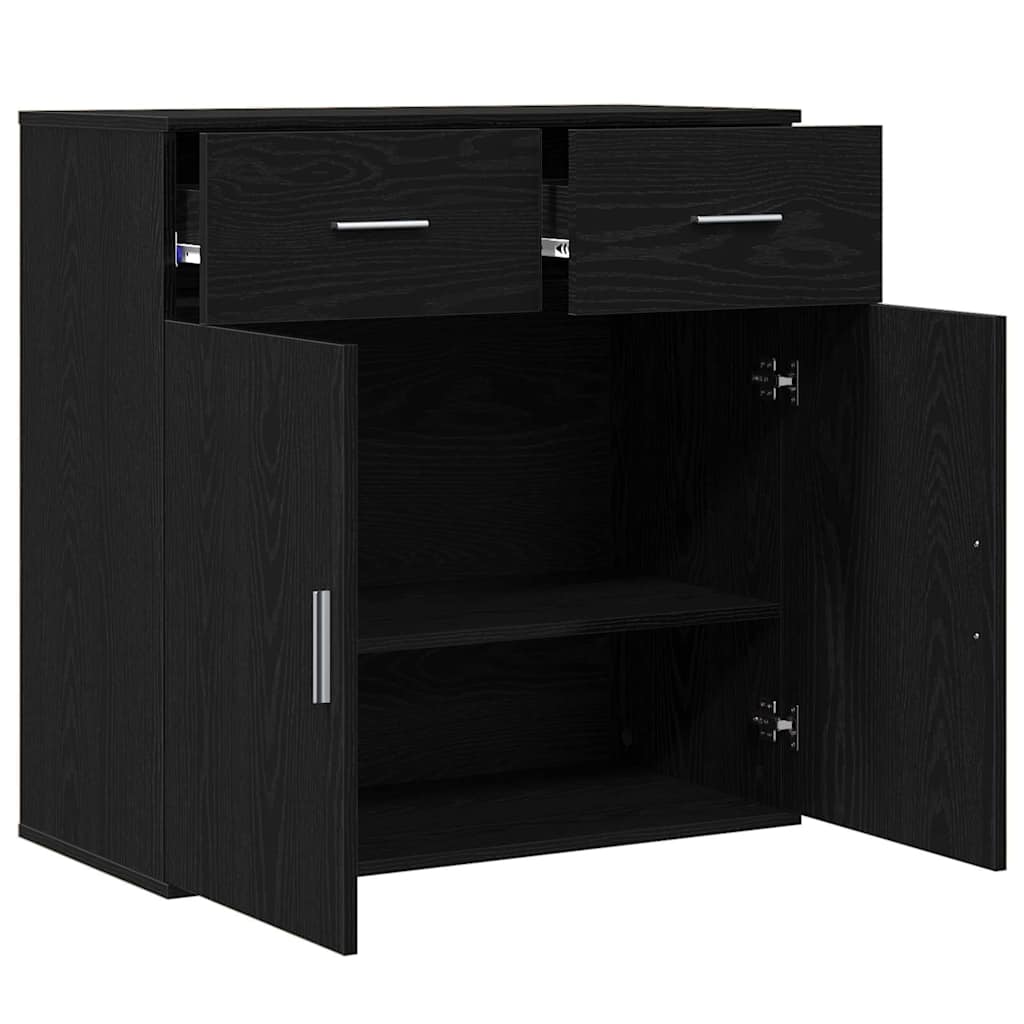 Credenza Rovere Nero 78 x 38 x 80 cm Legno multistrato