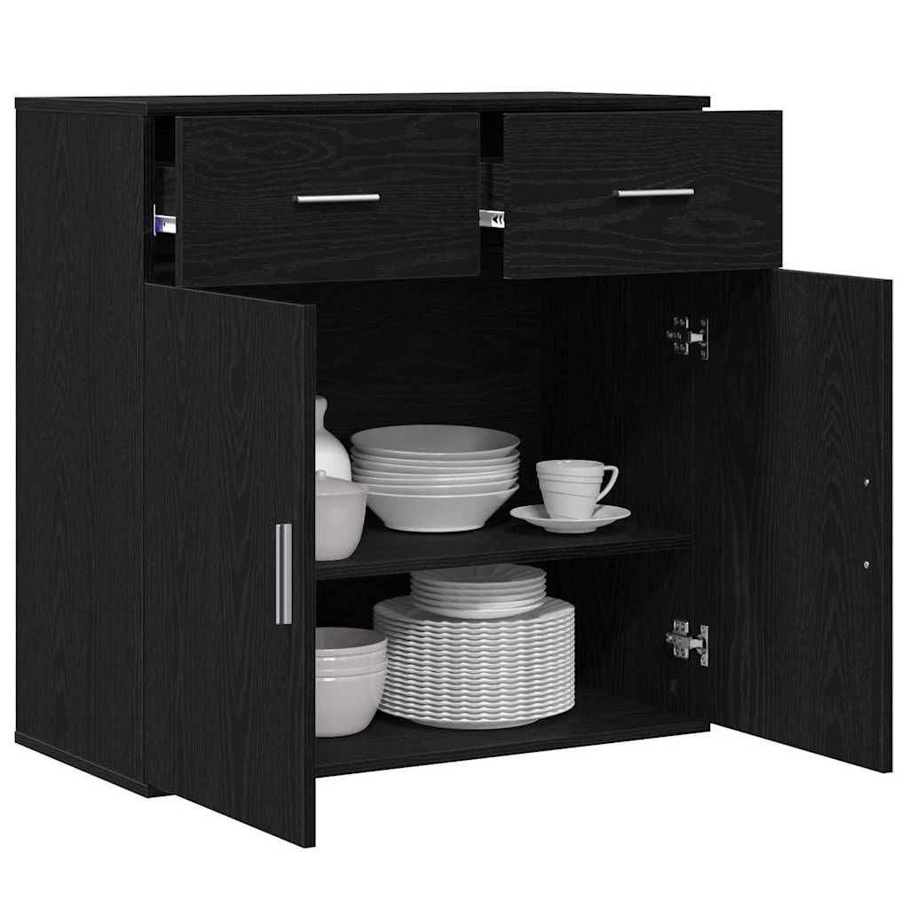 Credenza Rovere Nero 78 x 38 x 80 cm Legno multistrato