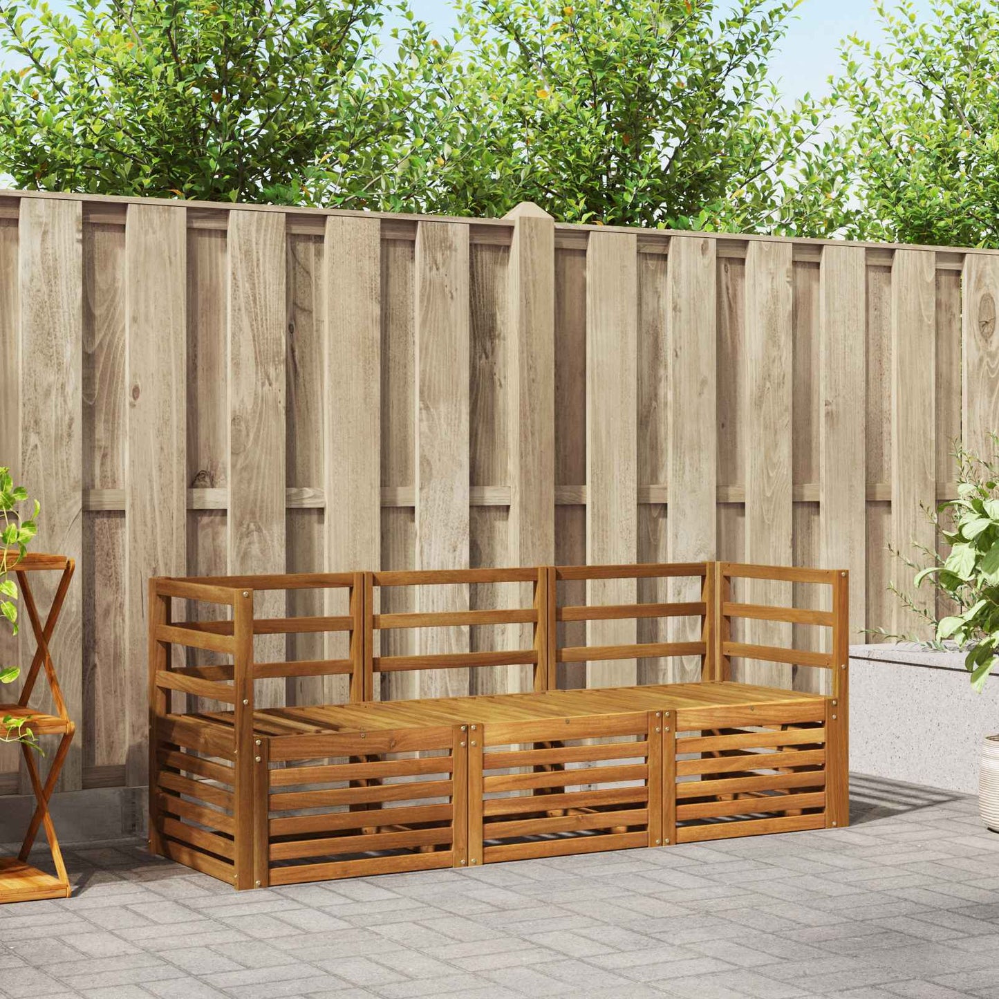 Set divani 3 pcs Naturale Legno di Acacia Massello