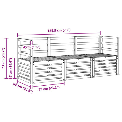 Set divani 3 pcs Naturale Legno di Acacia Massello