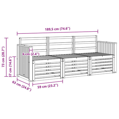 Set divani 3 pcs Naturale Legno di Acacia Massello