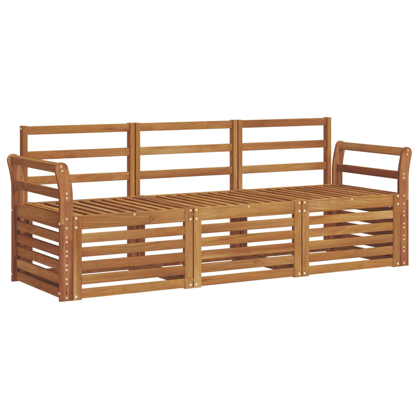 Set divani 3 pcs Naturale Legno di Acacia Massello