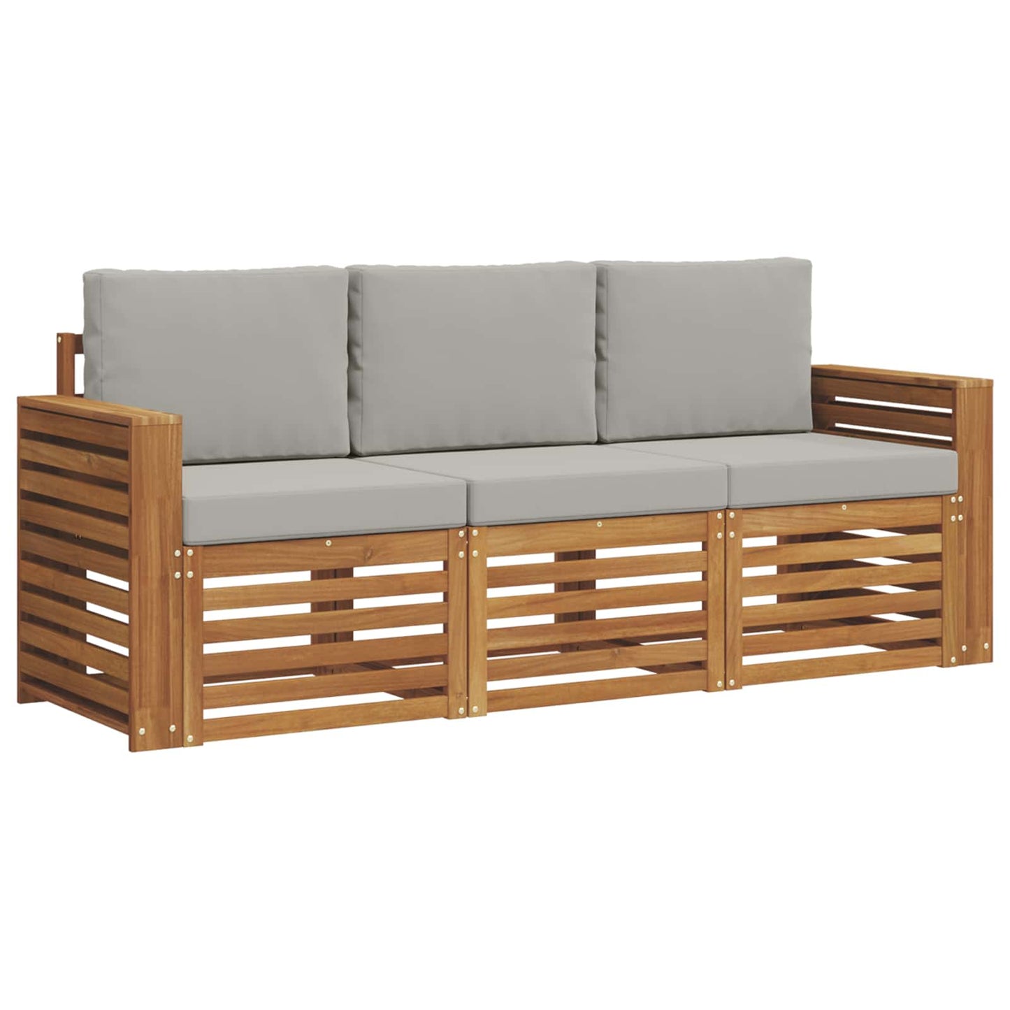 Set divani con cuscino 3 pcs Grigio Naturale e Chiaro