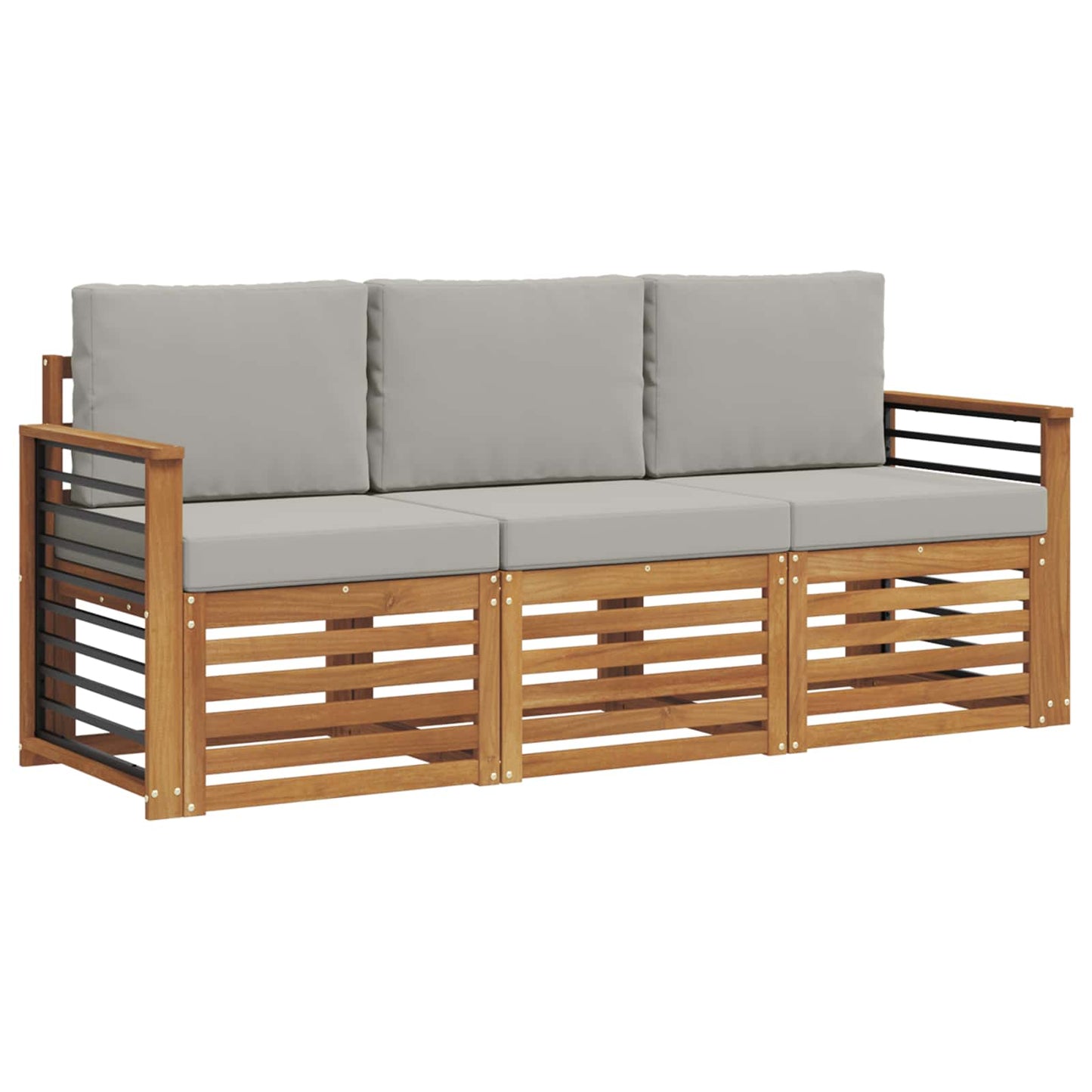 Set divani con cuscino 3 pcs Grigio Naturale e Chiaro