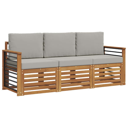 Set divani con cuscino 3 pcs Grigio Naturale e Chiaro