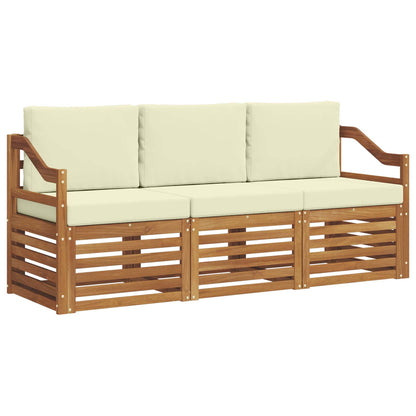 Set divani 3 pcs Naturale e Crema Legno di Acacia Massello