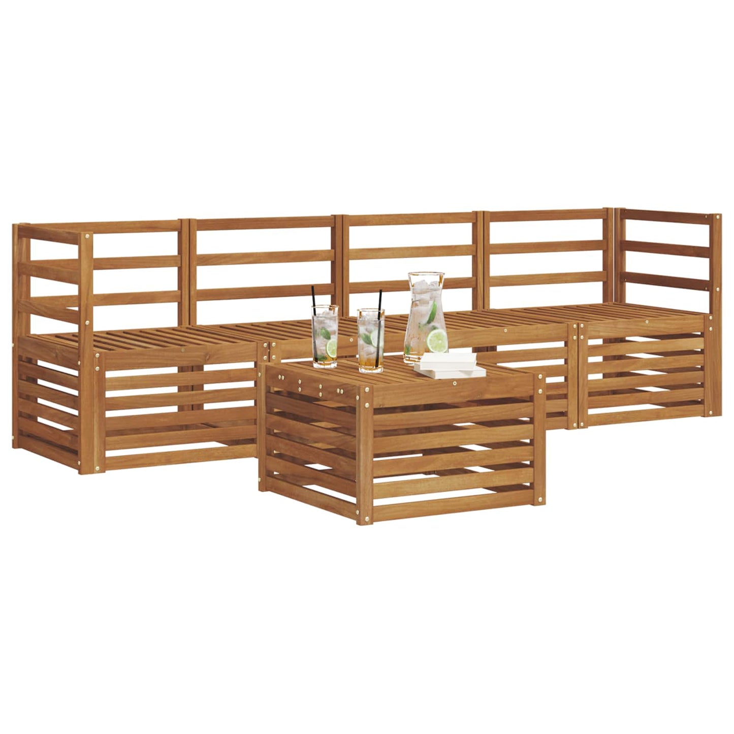 Set divani 5 pcs Naturale Legno di Acacia Massello