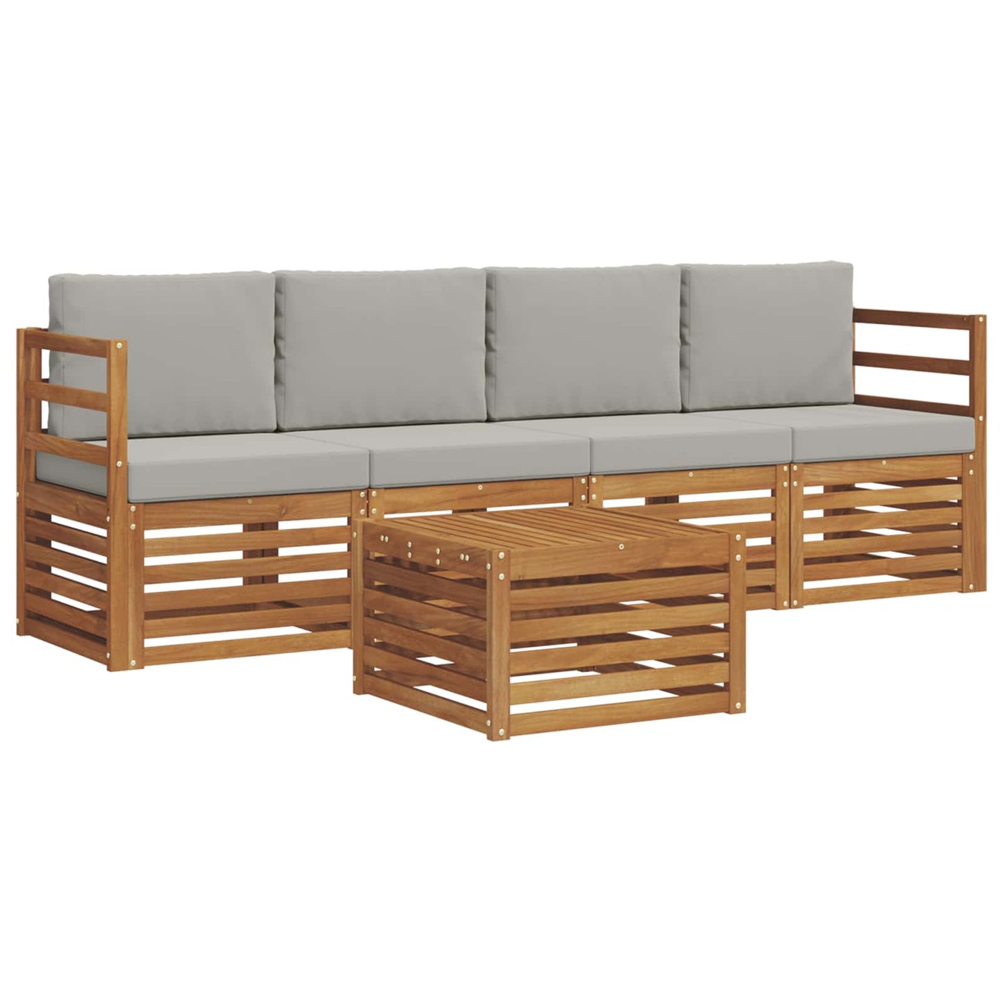 Set divani con cuscino 5 pcs Grigio Naturale e Chiaro