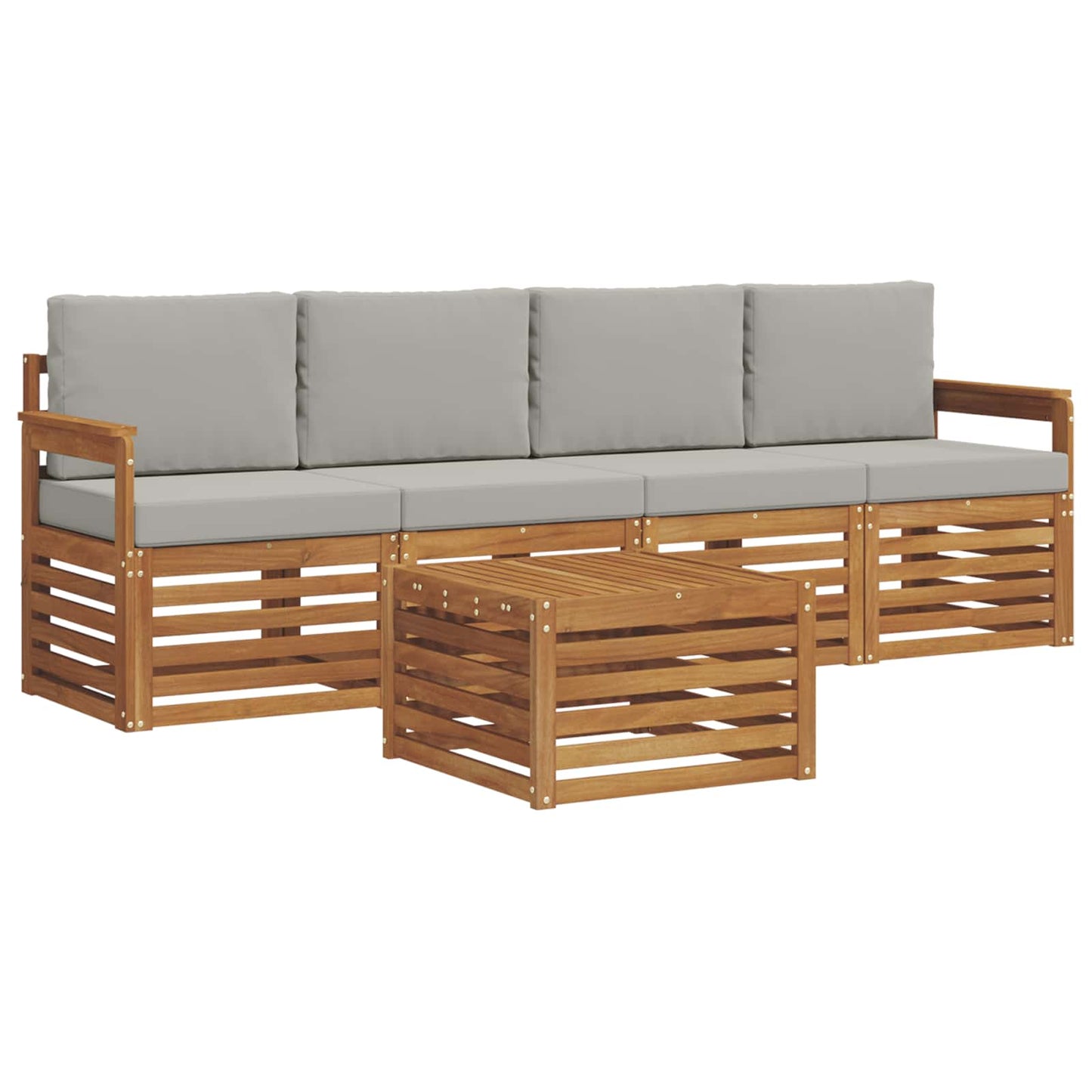 Set divani con cuscino 5 pcs Grigio Naturale e Chiaro