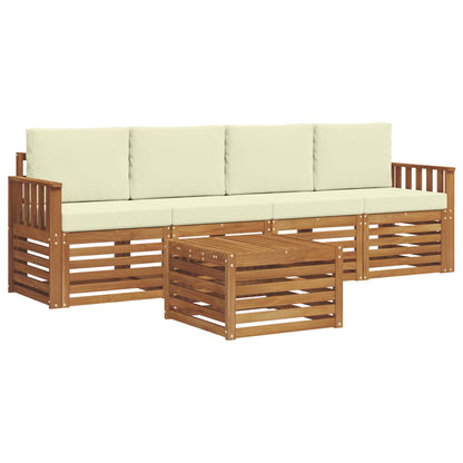 Set divani 5 pcs Naturale e Crema Legno di Acacia Massello