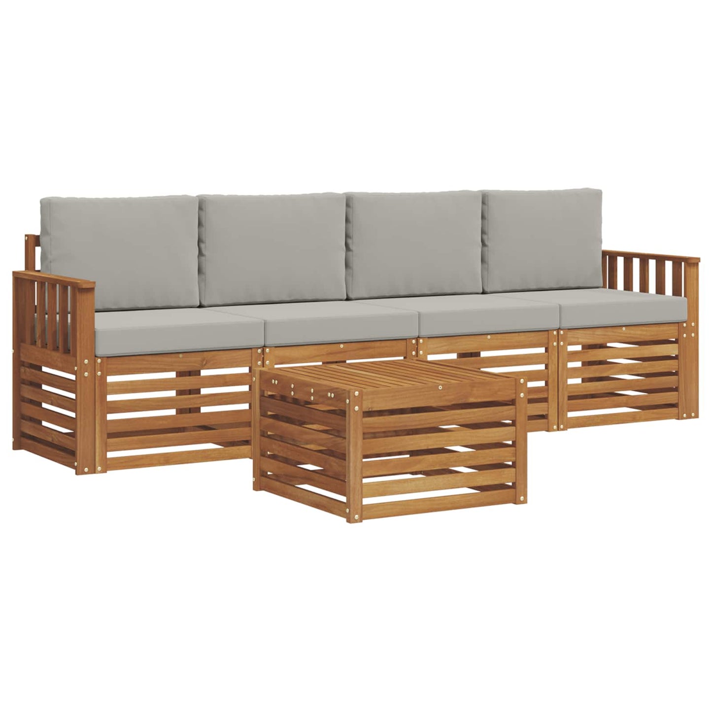 Set divani con cuscino 5 pcs Grigio Naturale e Chiaro