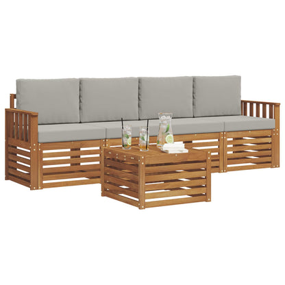 Set divani con cuscino 5 pcs Grigio Naturale e Chiaro