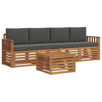 Set divani Naturale e Antracite Legno di Acacia Massello