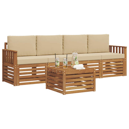 Set divani Naturale e Beige Legno di Acacia Massello