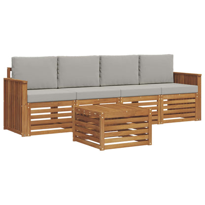 Set divani con cuscino 5 pcs Grigio Naturale e Chiaro