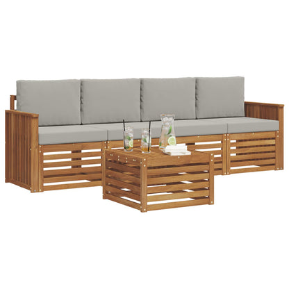 Set divani con cuscino 5 pcs Grigio Naturale e Chiaro