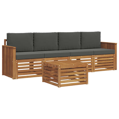 Set divani Naturale e Antracite Legno di Acacia Massello