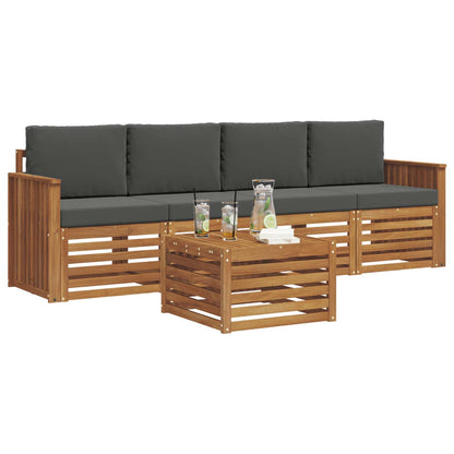 Set divani Naturale e Antracite Legno di Acacia Massello