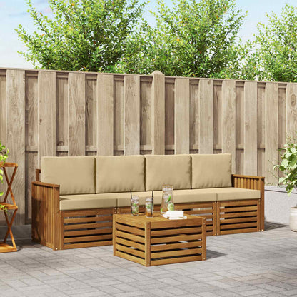 Set divani Naturale e Beige Legno di Acacia Massello