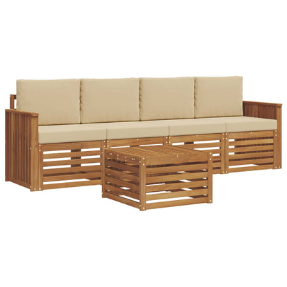 Set divani Naturale e Beige Legno di Acacia Massello