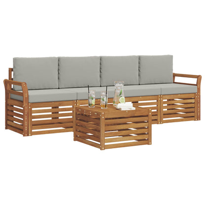 Set divani con cuscino 5 pcs Grigio Naturale e Chiaro