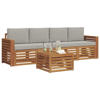 Set divani con cuscino 5 pcs Grigio Naturale e Chiaro