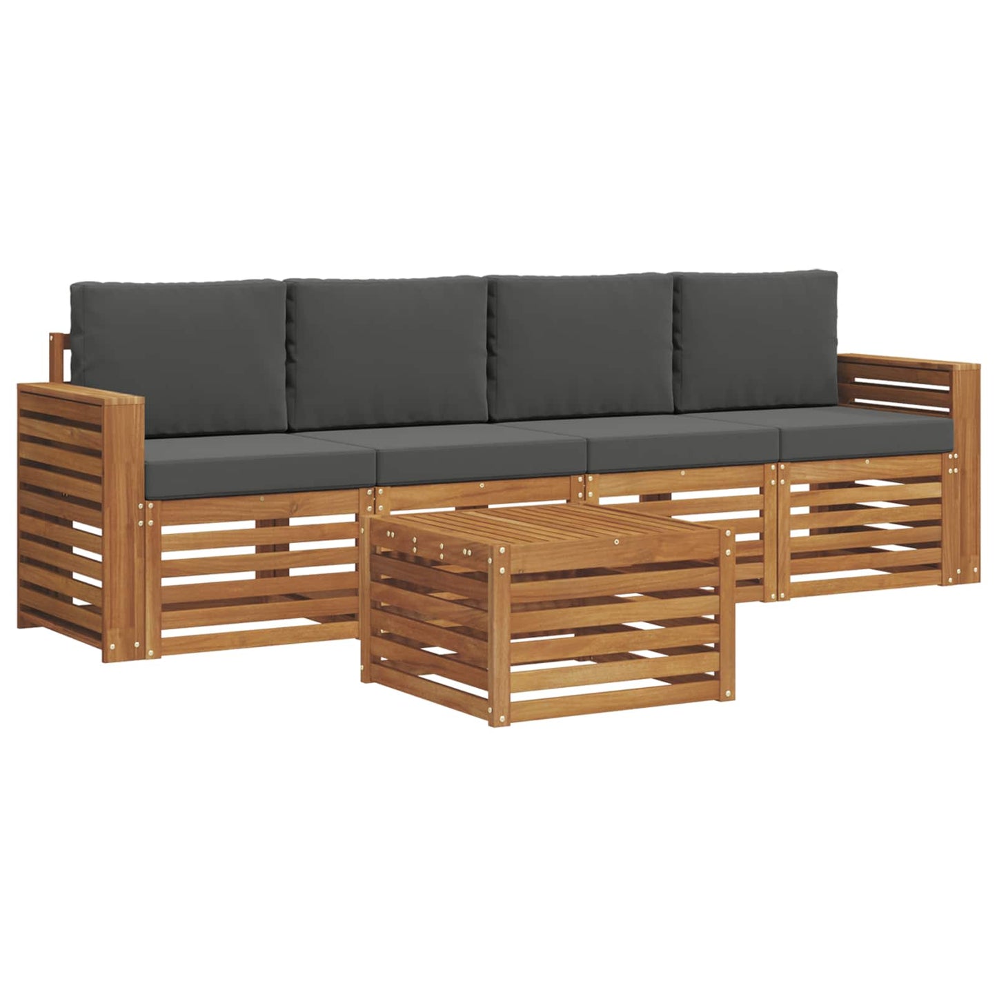 Set divani Naturale e Antracite Legno di Acacia Massello