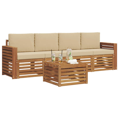 Set divani Naturale e Beige Legno di Acacia Massello