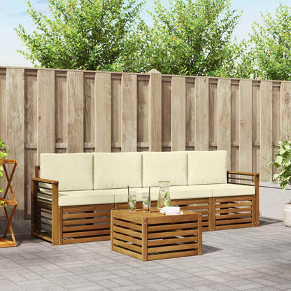 Set divani 5 pcs Naturale e Crema Legno di Acacia Massello
