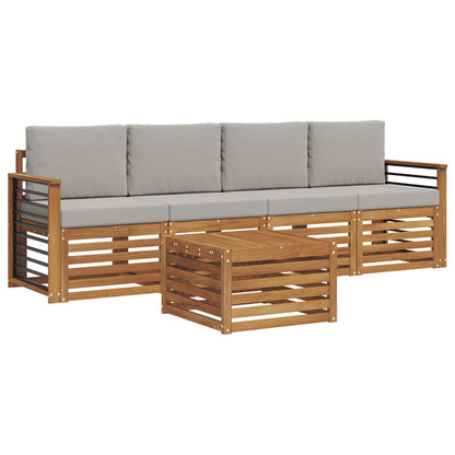 Set divani con cuscino 5 pcs Grigio Naturale e Chiaro
