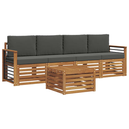 Set divani Naturale e Antracite Legno di Acacia Massello