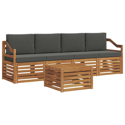 Set divani Naturale e Antracite Legno di Acacia Massello