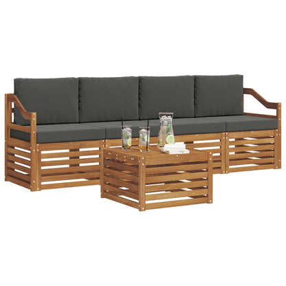 Set divani Naturale e Antracite Legno di Acacia Massello