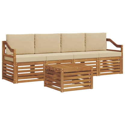 Set divani Naturale e Beige Legno di Acacia Massello