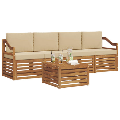 Set divani Naturale e Beige Legno di Acacia Massello