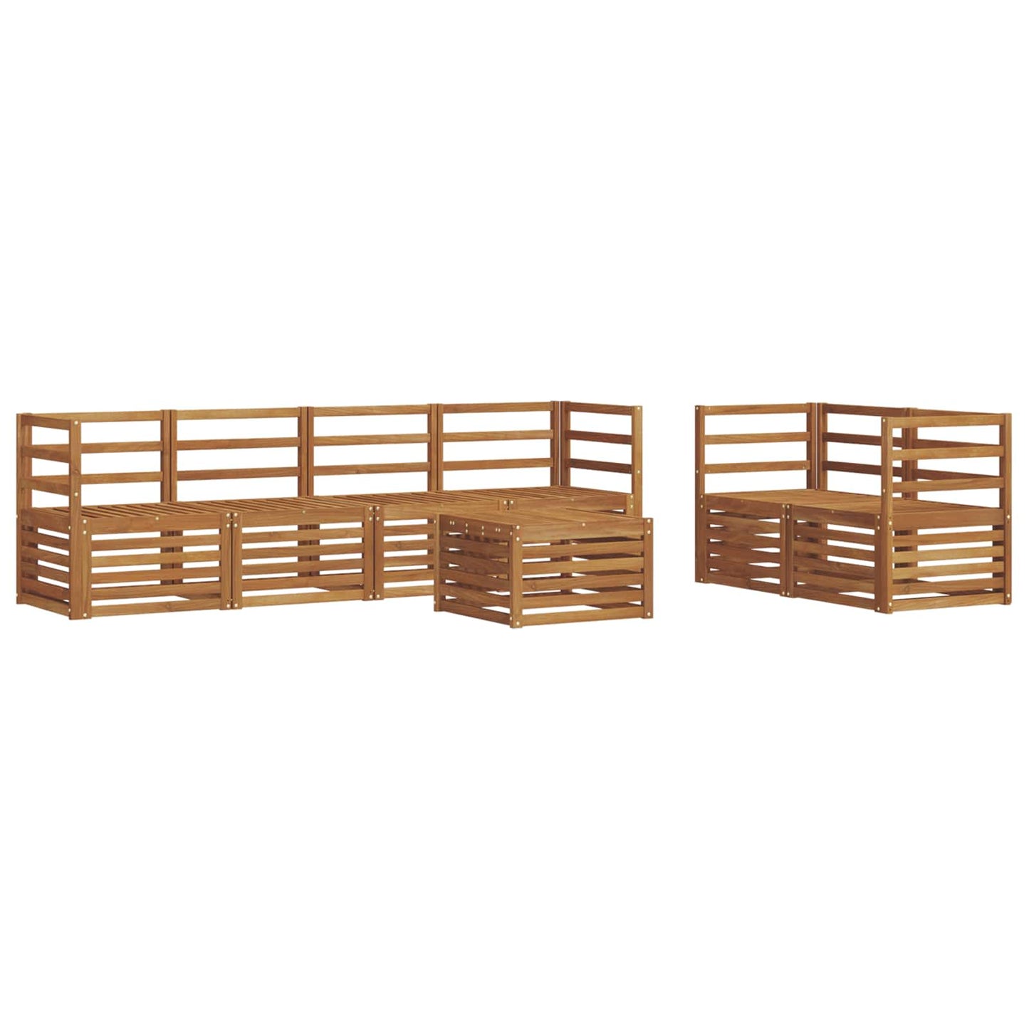 Set divani 7 pcs Naturale Legno di Acacia Massello